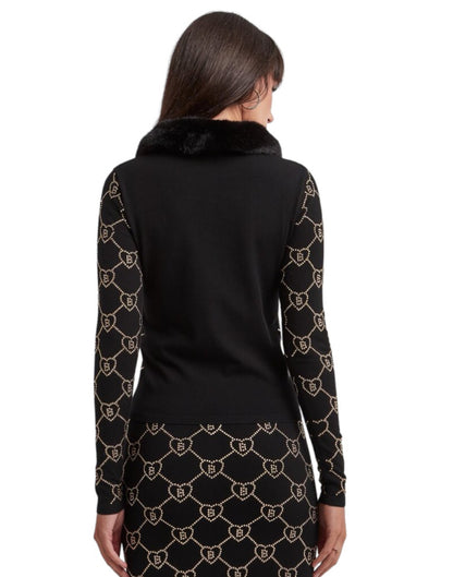 Cardigan logati con collo in pelliccia “Blugirl”