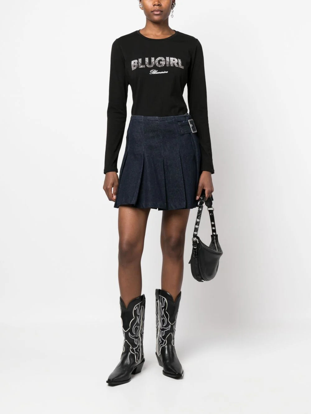 T-shirt nera manica lunga “Blugirl”