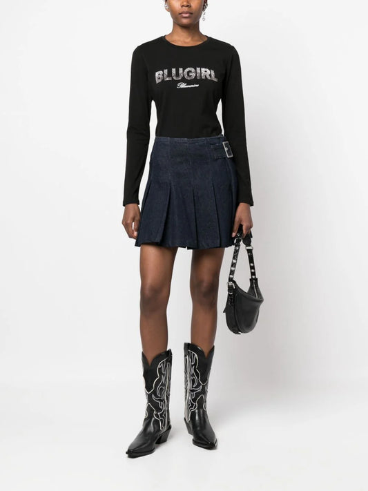 T-shirt nera manica lunga “Blugirl”