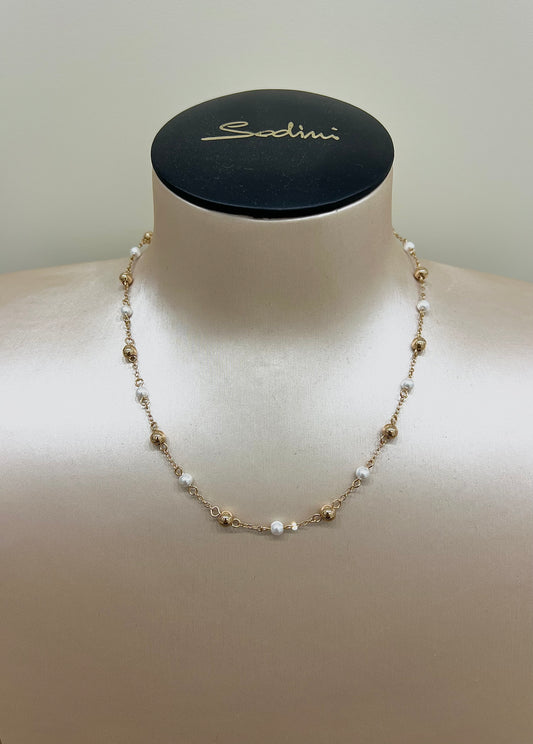 Collana modello moon con boule piccole color oro e perline “ Sodini”