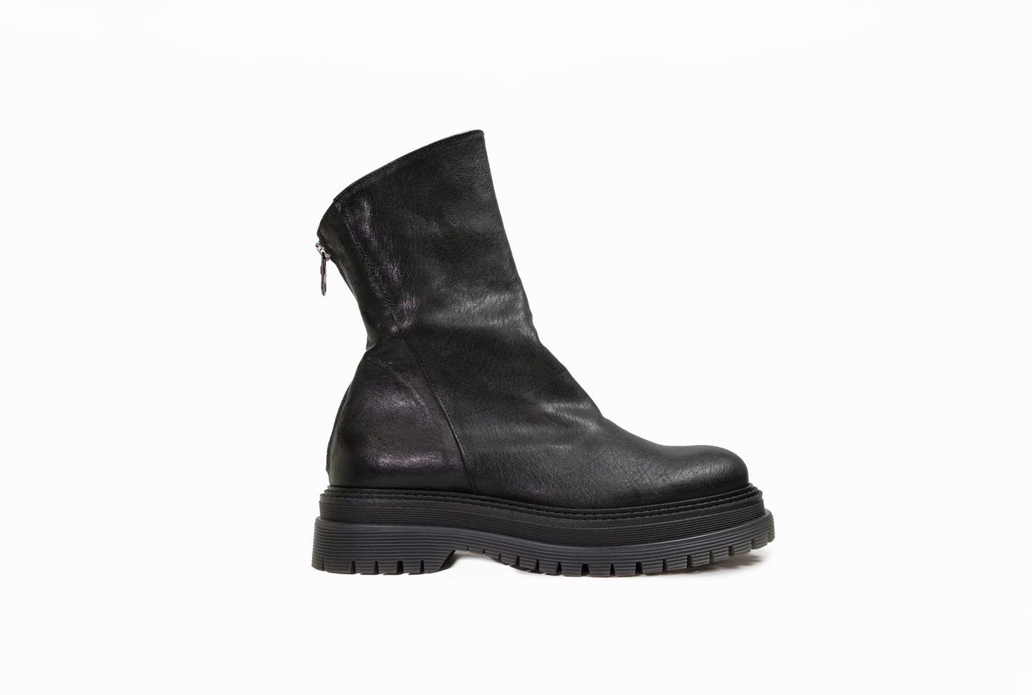 Stivaletto in pelle nera “Les Tulipes”