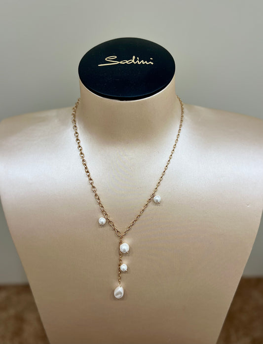 Collana modello moon con perle in vetro a Y “Sodini”