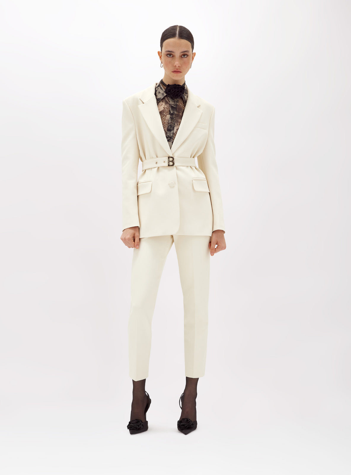 Pantaloni in stretch crêpe panna “Blugirl”