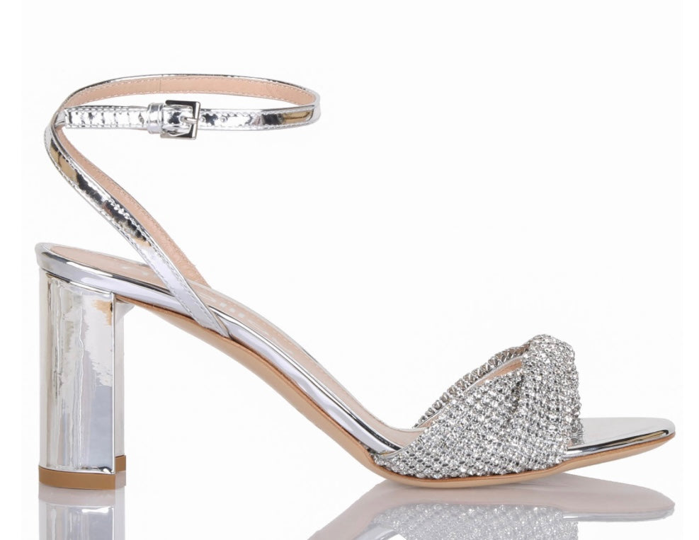 Sandalo Baby a specchio con strass argento “Ninalilou”