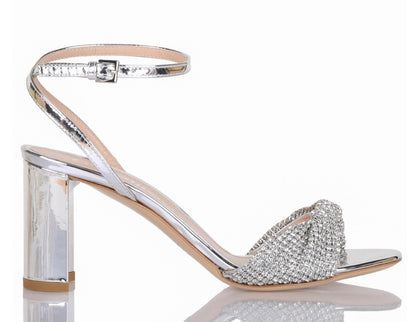 Sandalo Baby a specchio con strass argento “Ninalilou”