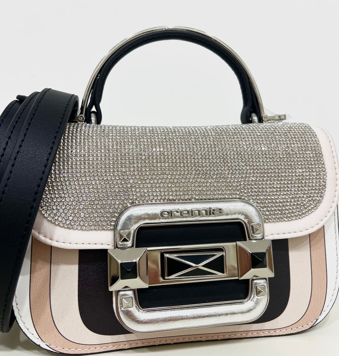 Borsa a mano in pelle e strass Marylin “Cromia”