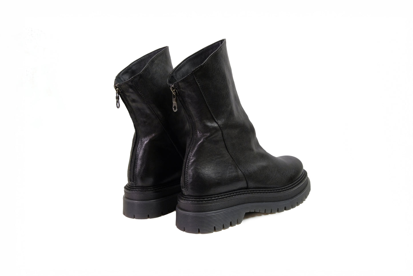 Stivaletto in pelle nera “Les Tulipes”