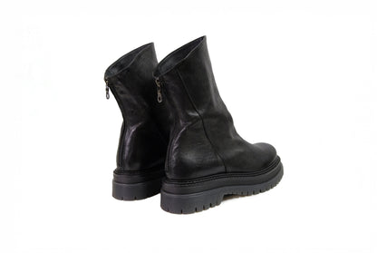 Stivaletto in pelle nera “Les Tulipes”