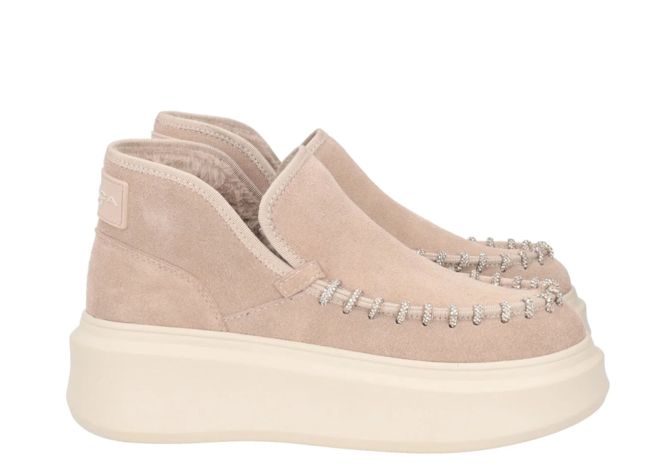 Stivaletto Bergen in pelle con glitter color beige “Tosca Blu”