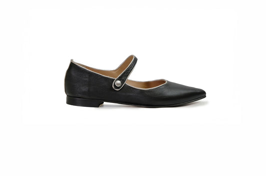 Ballerina Mary in pelle nera “Ton Goût”