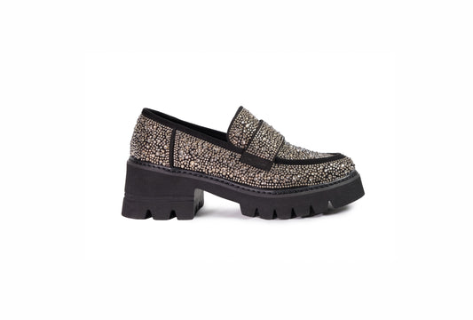 Mocassino nero con strass “Tosca Blu”