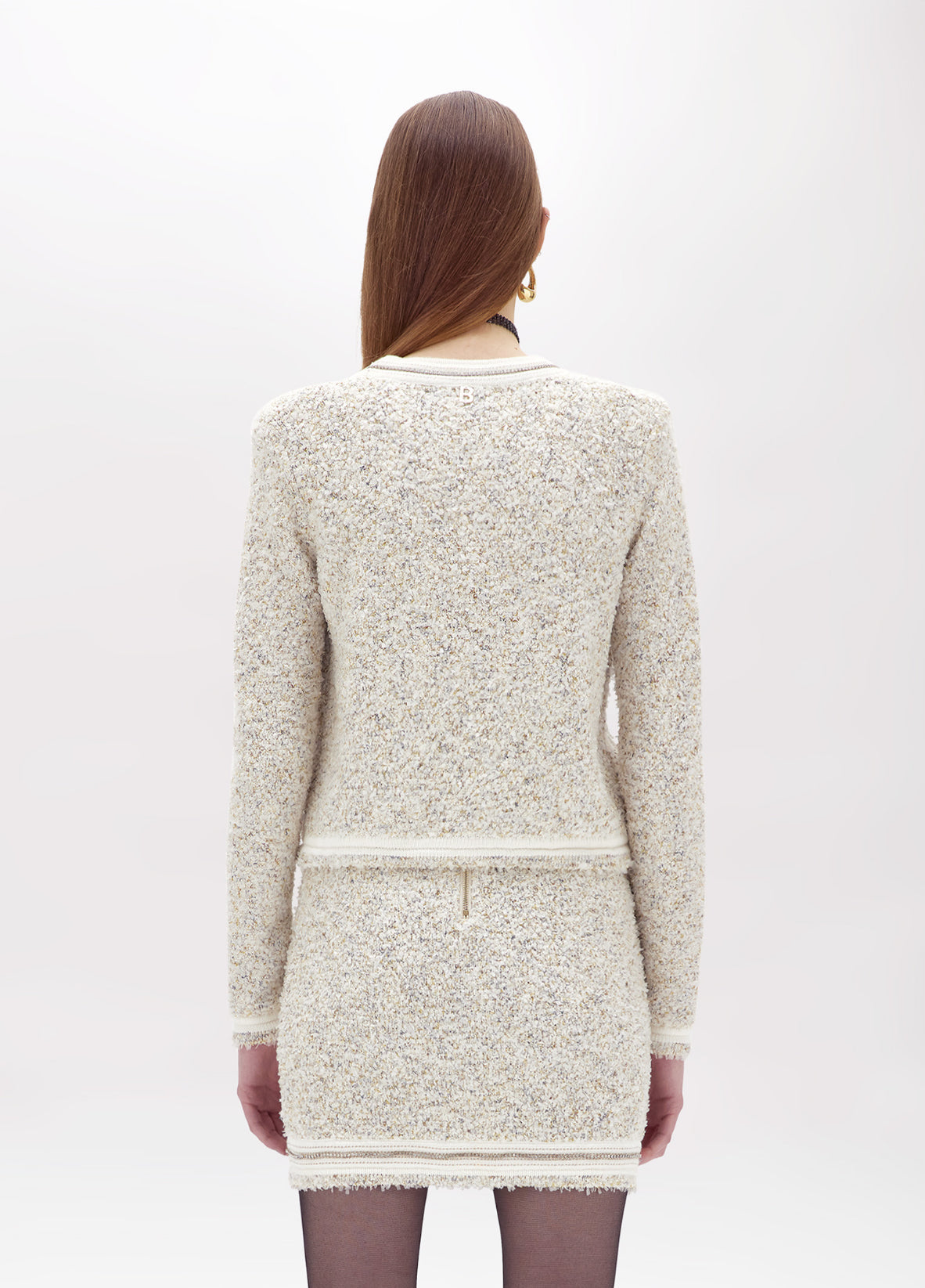 Cardigan in filato bouclè con strass “Blugirl”