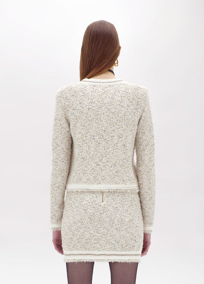 Cardigan in filato bouclè con strass “Blugirl”