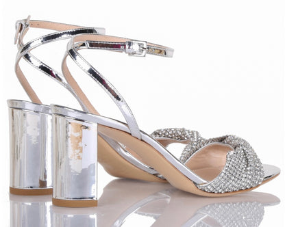 Sandalo Baby a specchio con strass argento “Ninalilou”