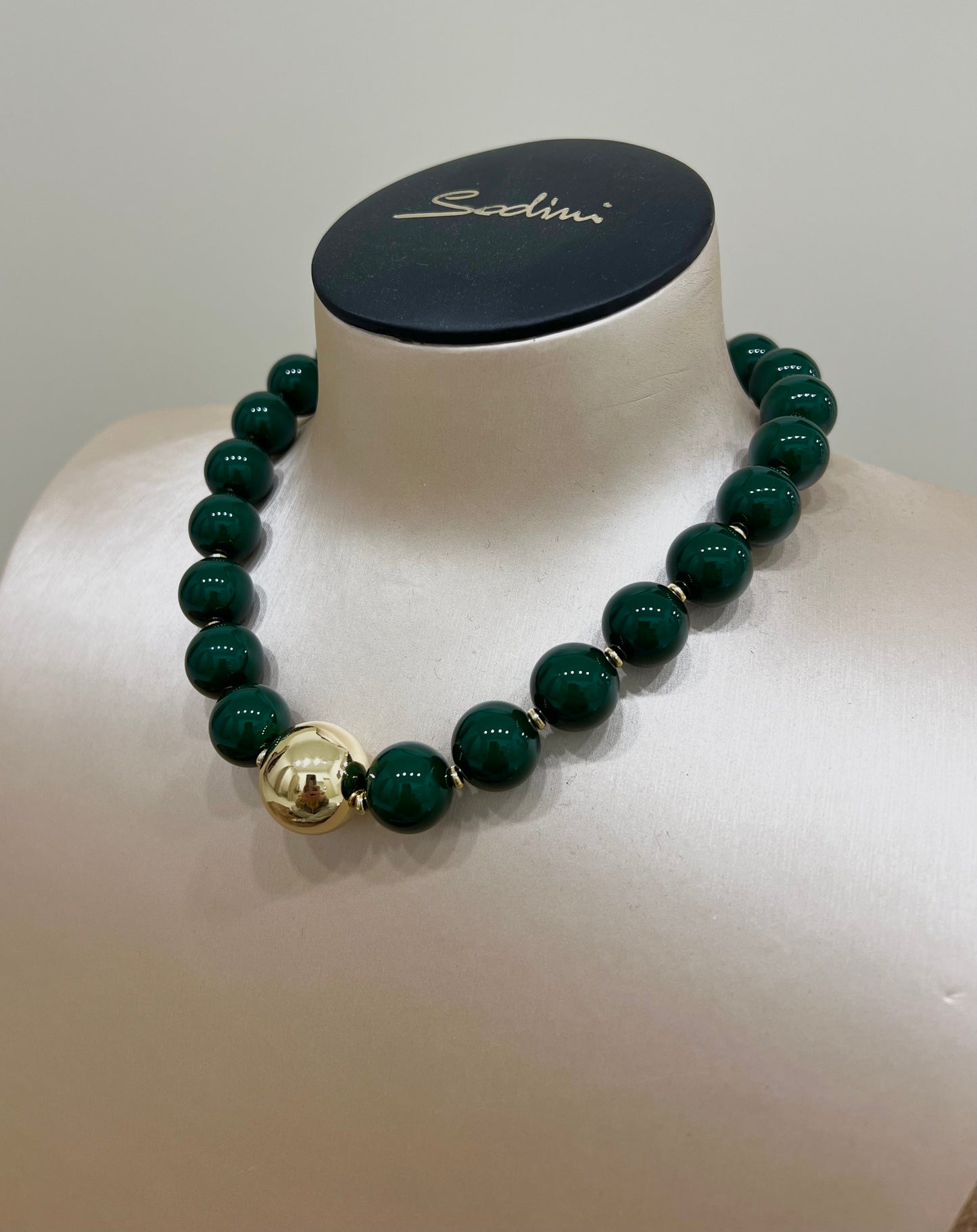 Collana corta a boule grandi tribeca verde “Sodini”