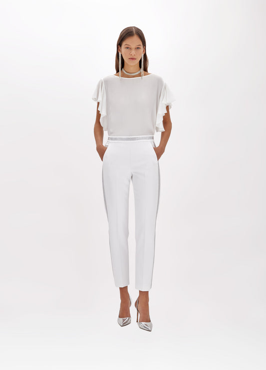 Pantaloni a sigaretta in crêpe stretch e strass “Blugirl”
