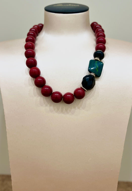 Collana corta boule rosse Capua “Sodini”