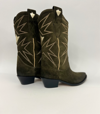 Stivaletti da cowboy in crosta verdone <Poesie Veneziane>