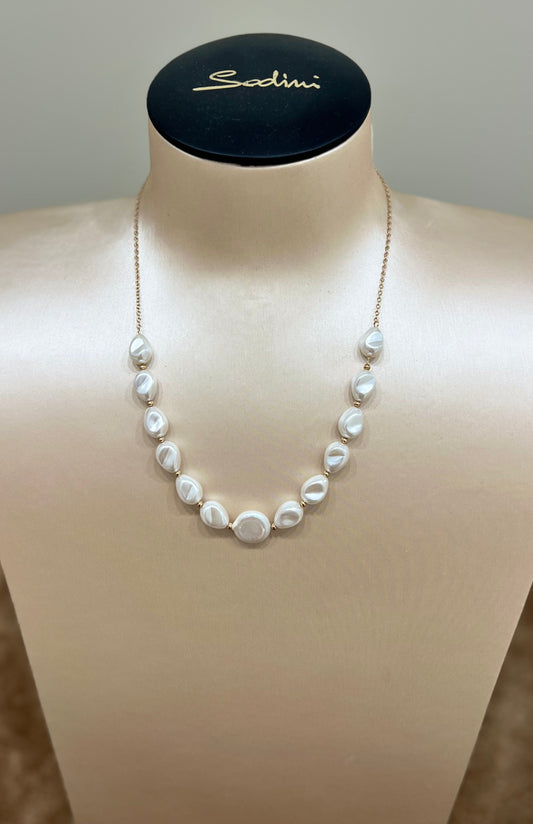 Collana modello moon con tela d’acqua dolce e perline “Sodini”