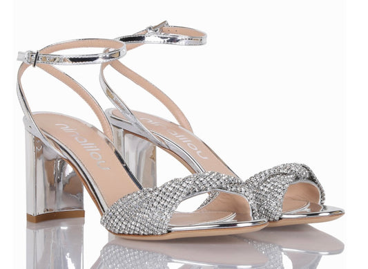 Sandalo Baby a specchio con strass argento “Ninalilou”