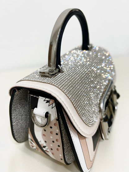 Borsa a mano in pelle e strass Marylin “Cromia”