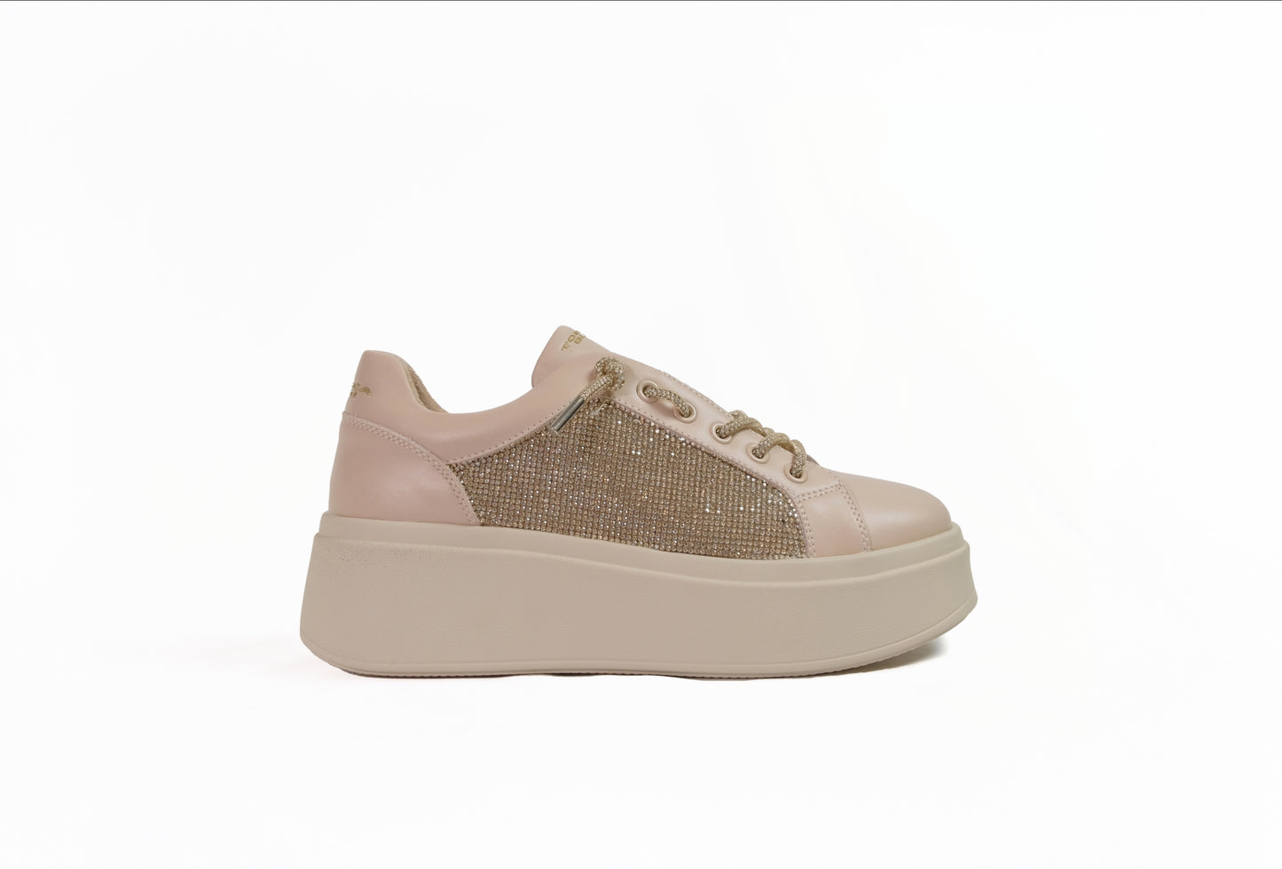 Sneakers Lily in pelle con strass nude “Tosca Blu”