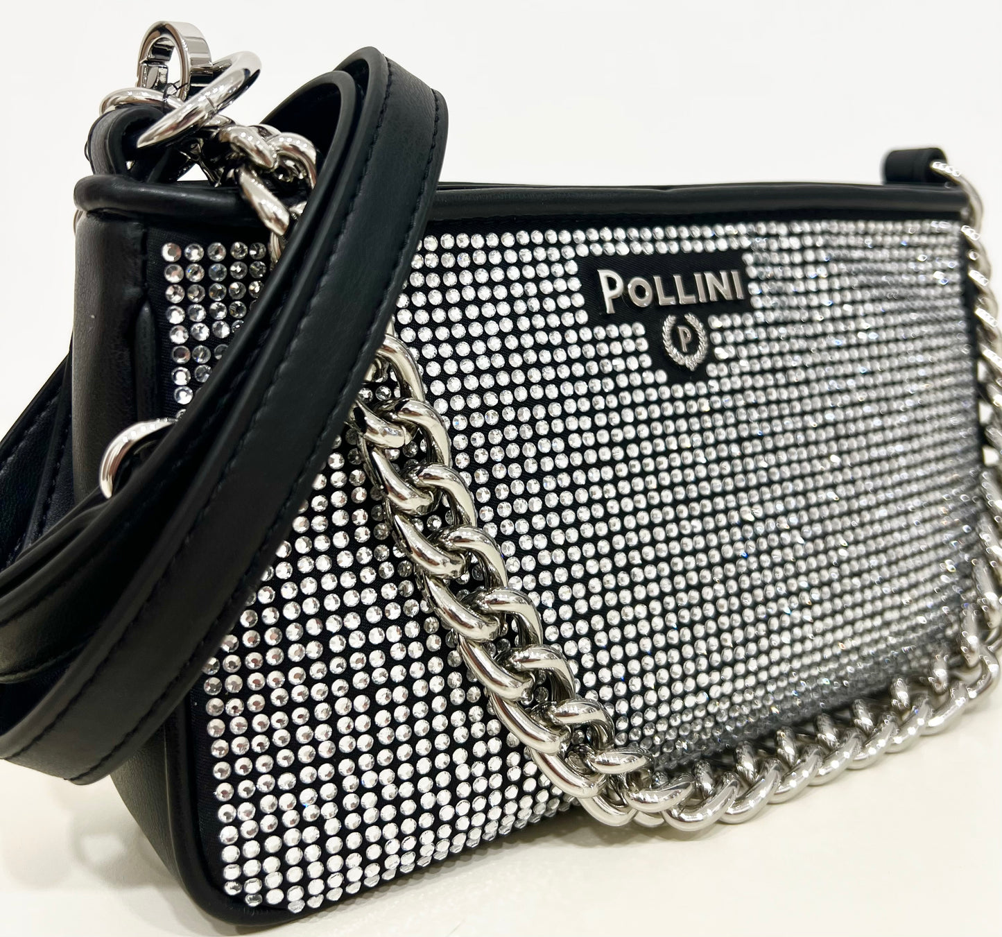Pochette in strass nera “Pollini”