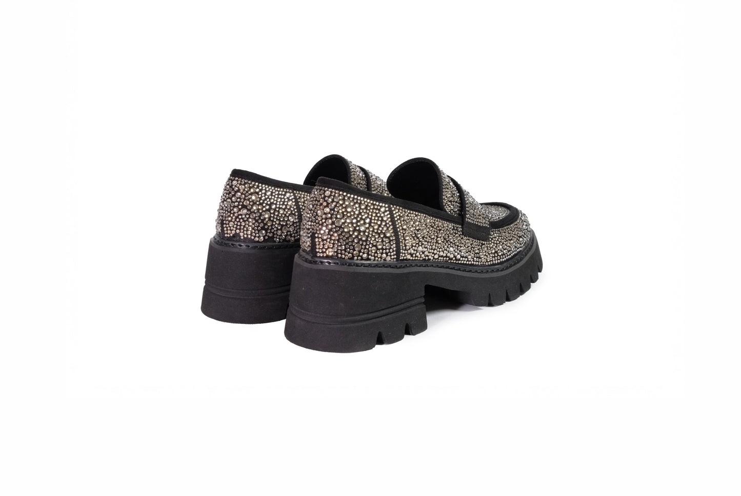 Mocassino nero con strass “Tosca Blu”