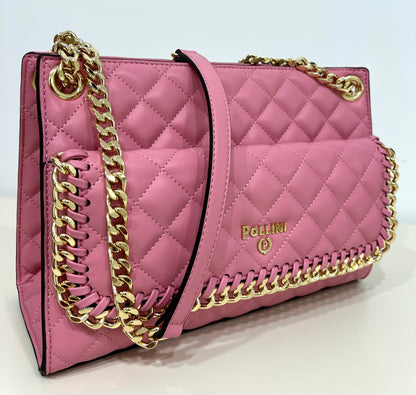 Borsa a tracolla con catena rosa “Pollini”