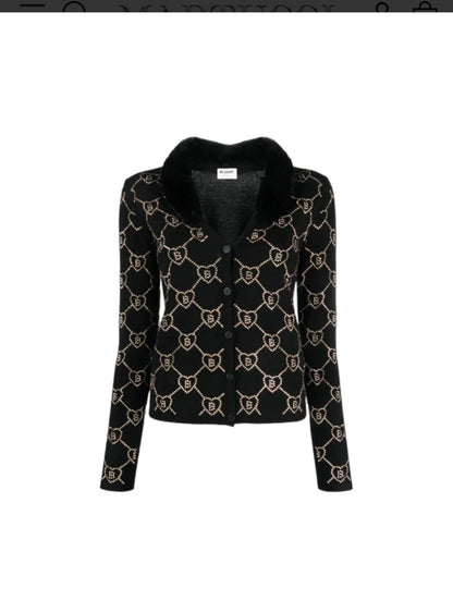 Cardigan logati con collo in pelliccia “Blugirl”