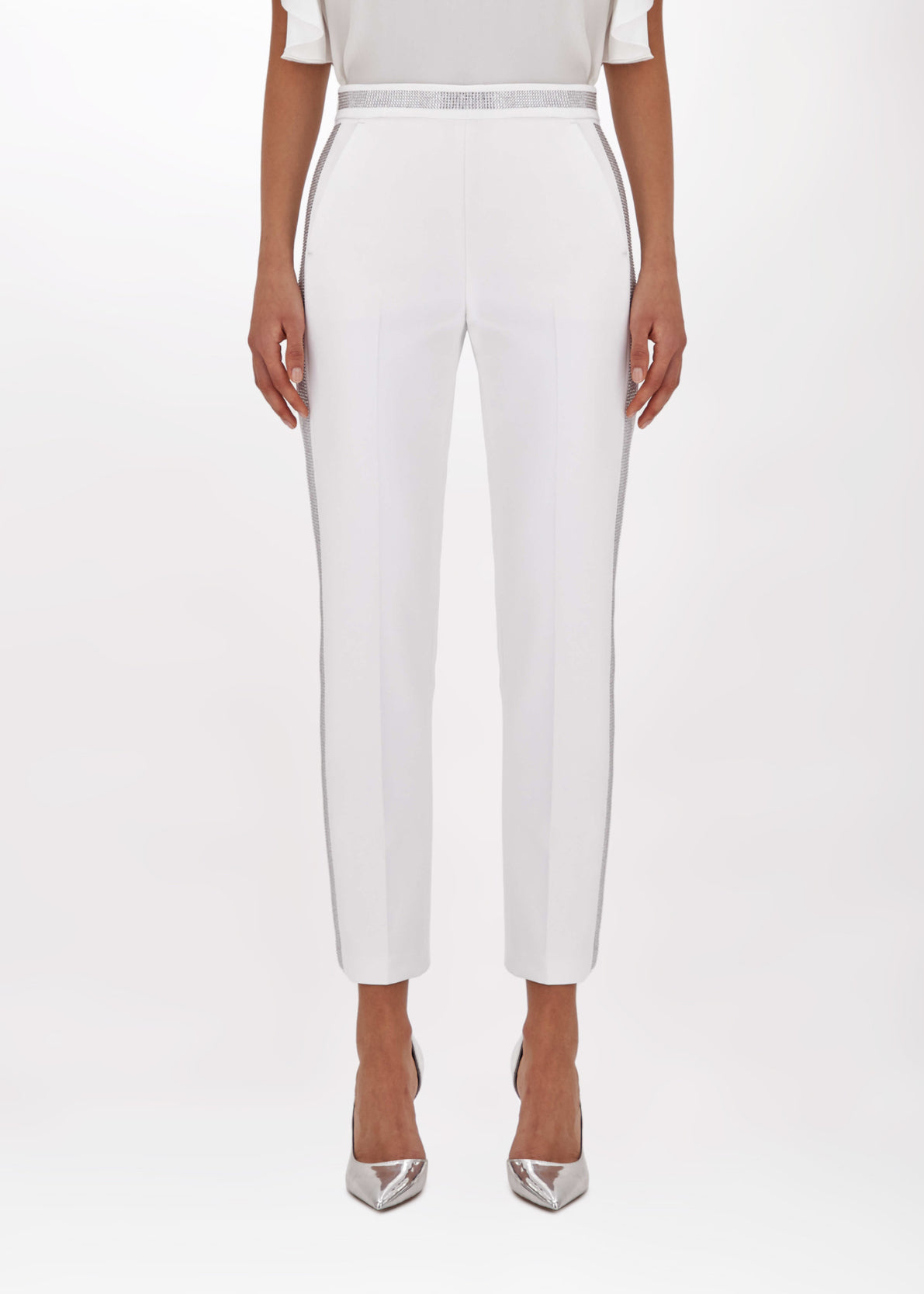 Pantaloni a sigaretta in crêpe stretch e strass “Blugirl”