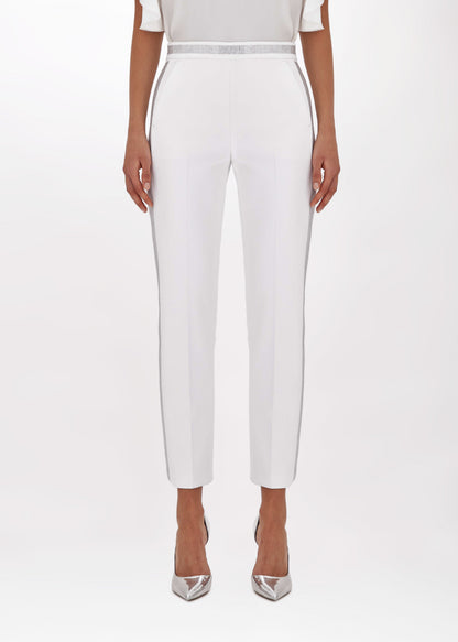 Pantaloni a sigaretta in crêpe stretch e strass “Blugirl”