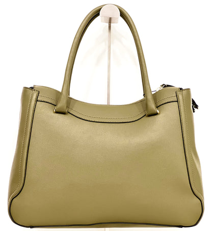 Borsa doppio manico zipper oliva “Pollini”