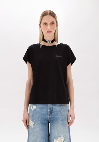 T-shirt in jersey e logo in strass “Blugirl”