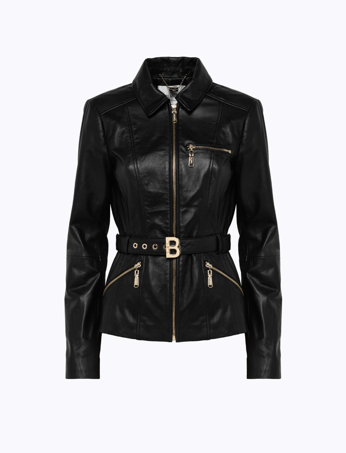 Giacca fitted in pelle con cintura “Blugirl”