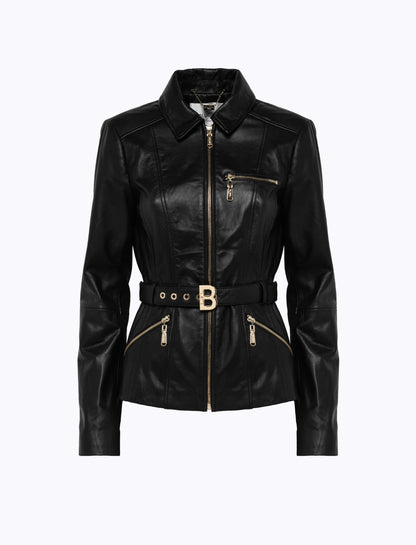Giacca fitted in pelle con cintura “Blugirl”