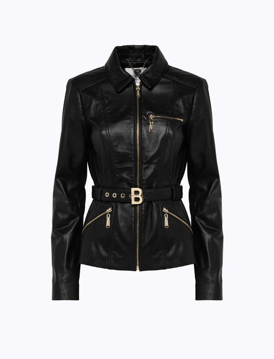 Giacca fitted in pelle con cintura “Blugirl”
