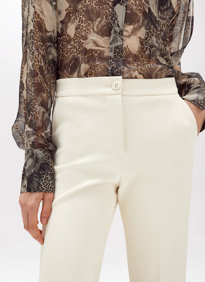 Pantaloni in stretch crêpe panna “Blugirl”