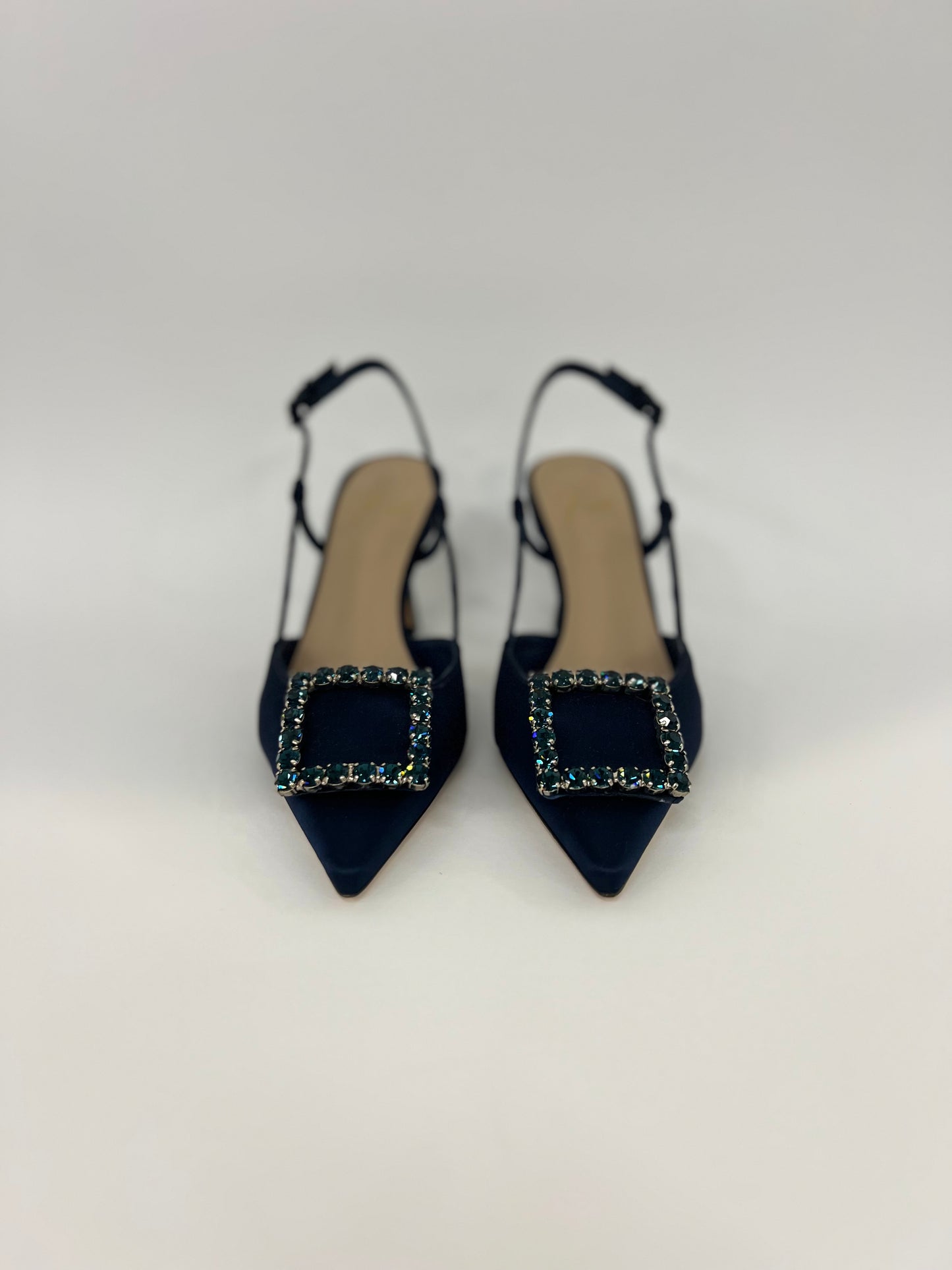 Décolleté aperte dietro in raso blu “Festa”
