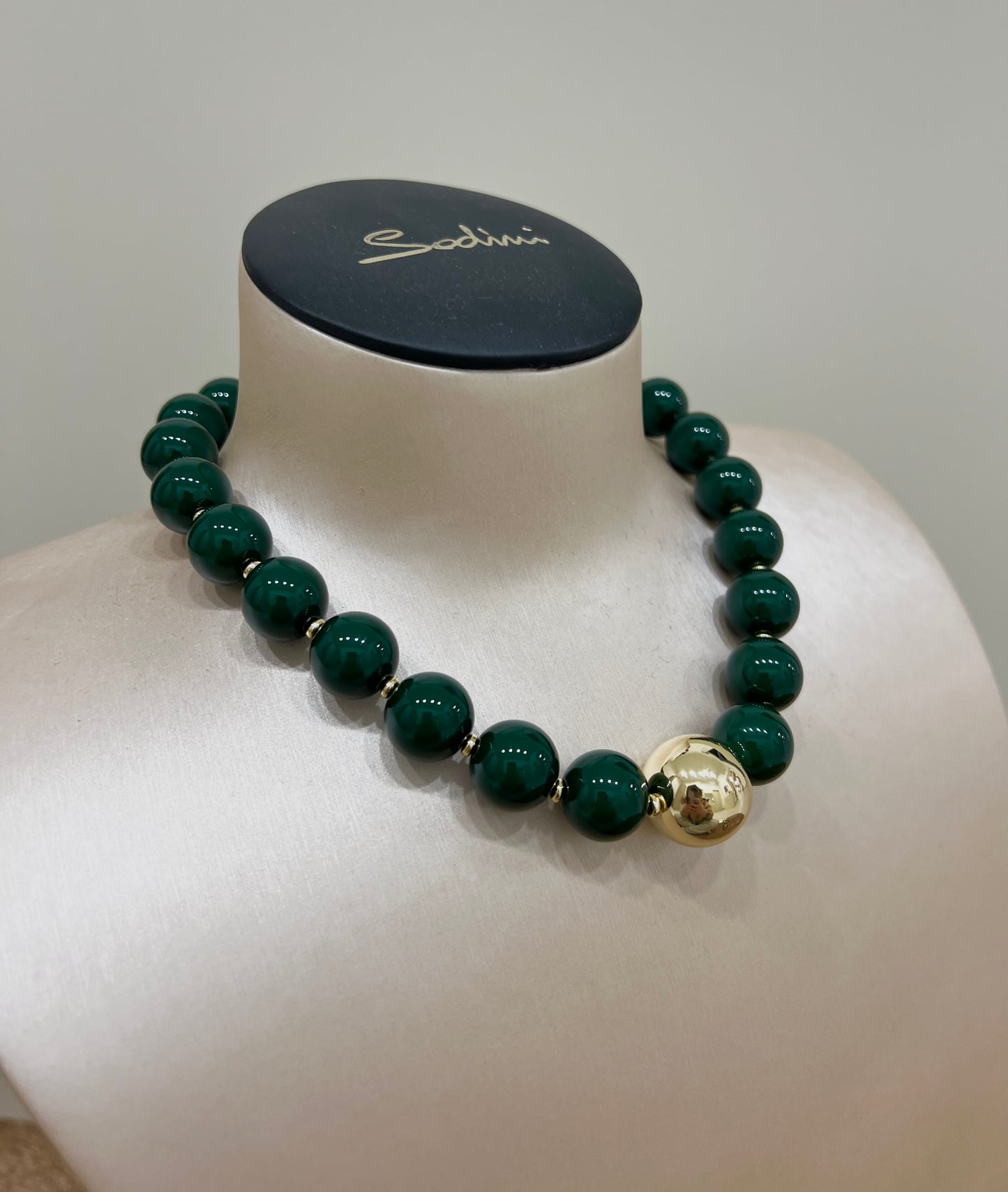 Collana corta a boule grandi tribeca verde “Sodini”