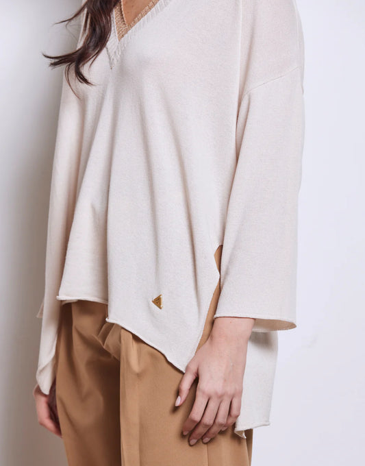 Maglia con scollo V over con dettagli in lurex “Akep”