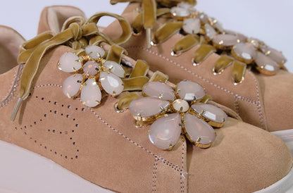 Sneakers Juliette con pietre color cuoio “Tosca Blu”