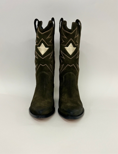Stivaletti da cowboy in crosta verdone <Poesie Veneziane>