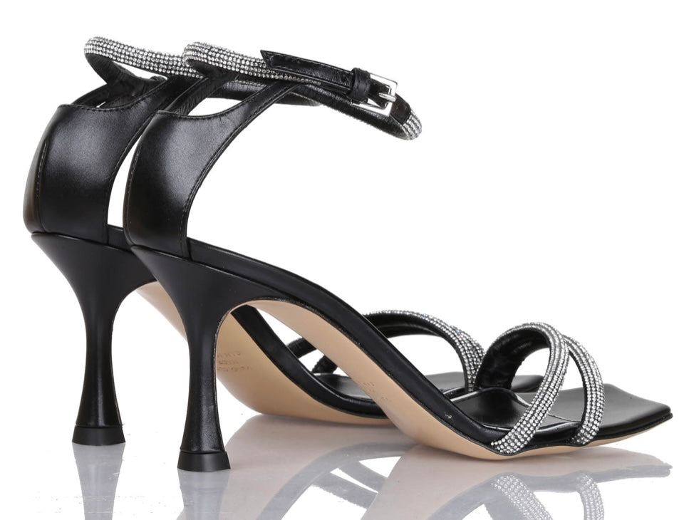 Sandalo Biba in nappa nero e strass “Ninalilou”