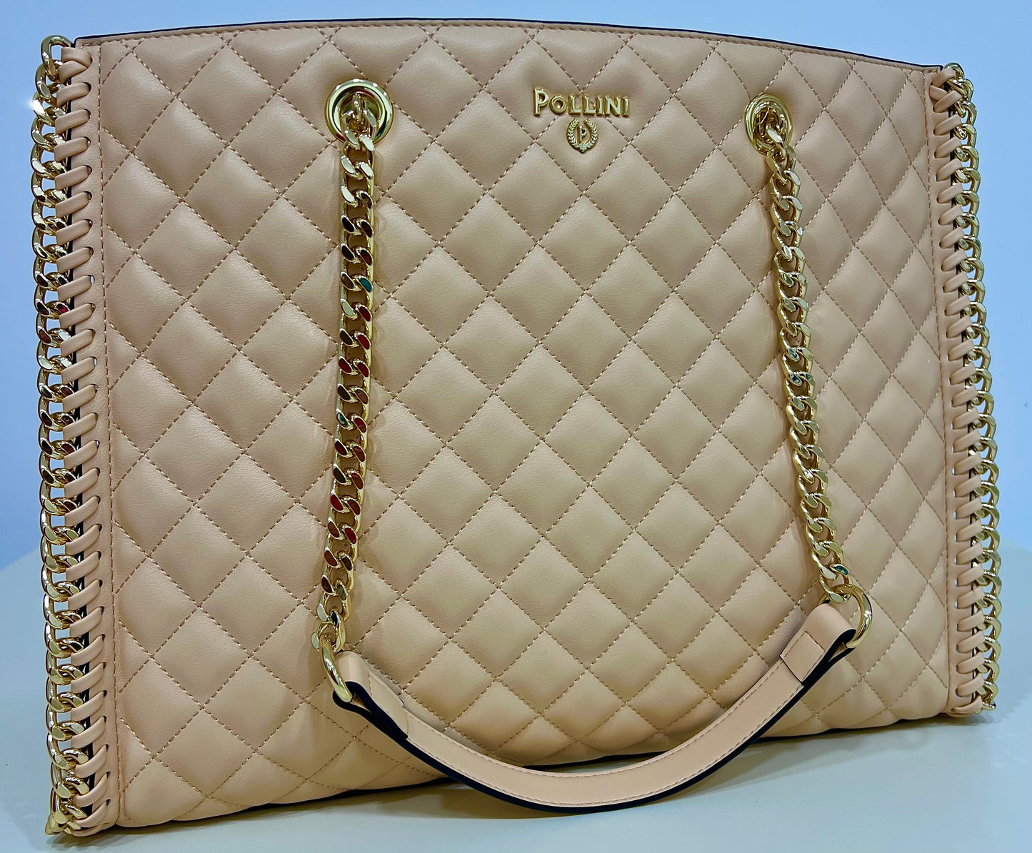 Tote bag trapuntata interlock beige “Pollini”