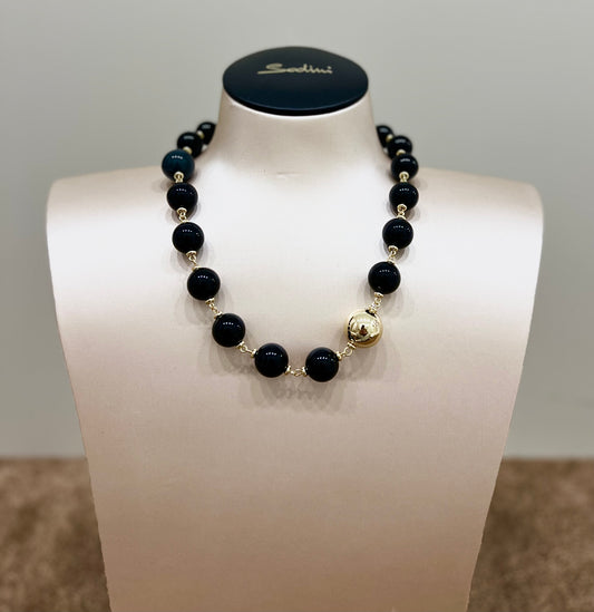 Collana corta a boule incatenate tribeca nero “Sodini”
