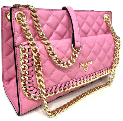 Borsa a tracolla con catena rosa “Pollini”