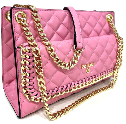 Borsa a tracolla con catena rosa “Pollini”