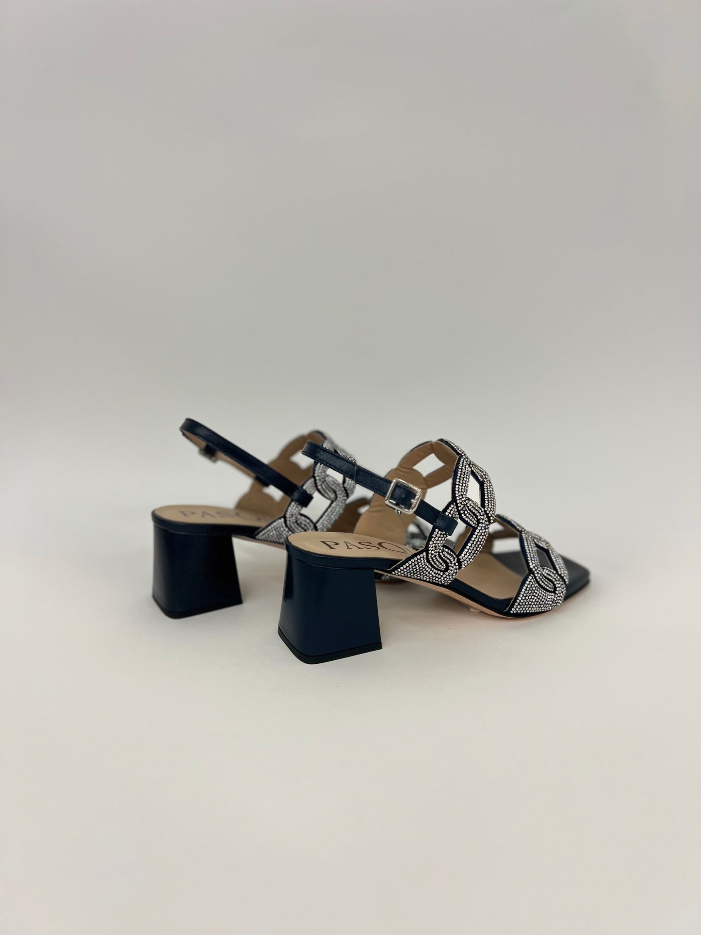 Sandali in nappa blu con strass “Pasquini”
