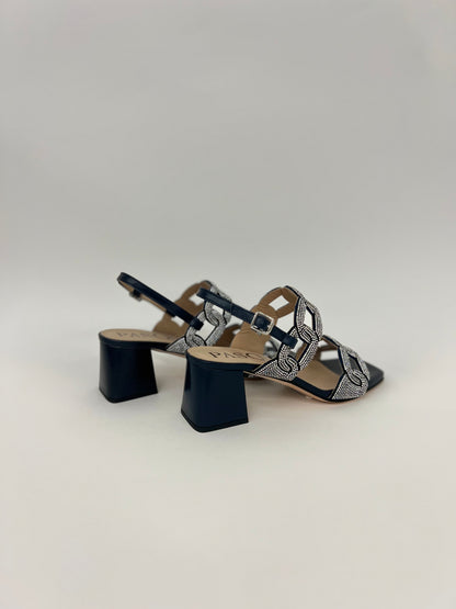 Sandali in nappa blu con strass “Pasquini”
